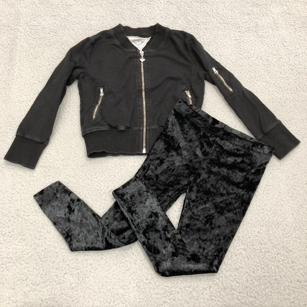 Ruffle Butts Cat & Jack T2Love Outfit Lot Girls 6 Black White Jacket Velvet Pant
